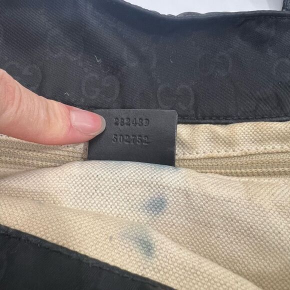 GUCCI Black Authentic GG Monogram Canvas Tote Bag - Picture 5 of 13